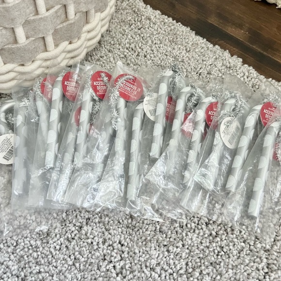 Hallmark 6” Silver Plastic Candy Cane Christmas Tree Ornaments / Gift Trim 15qty - Picture 11 of 11